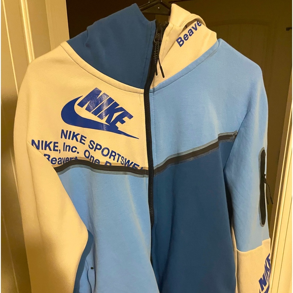 Blue and White Nike Tech